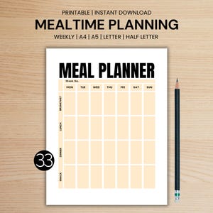 Mahlzeitenplaner 4 Printables für Gesunde Ernährung Food Tracking Ernährungs Ziele Digital A4 A5 Buchstabe Halb Buchstabe PDF Instant Download Food Statement