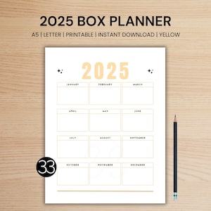 Minimal 2025 Jahresplaner Planer Meilensteine Tracker Termine Kalender A5 A5 Letter Digital PDF Download Checkliste Organisation