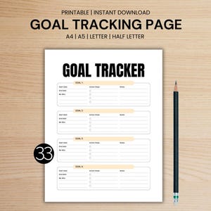 Goal Tracker Afdrukbaar Motivatieplanning Productiviteit A4 A5 Letter Halve Letter Digitale pdf voor persoonlijke ontwikkeling Dagelijkse geestelijke wellness