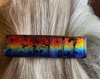 Fused Dichroic Glass Landscape Barrette