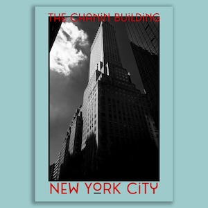 El edificio Art Decó Chanin, Nueva York, un impresionante póster fotográfico de arte mural de una obra maestra de la época dorada de los rascacielos.