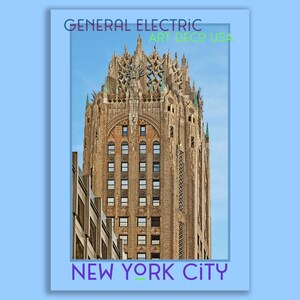 El edificio General Electric, arquitectura Art Déco, Nueva York, póster con impresión fotográfica de arte mural.