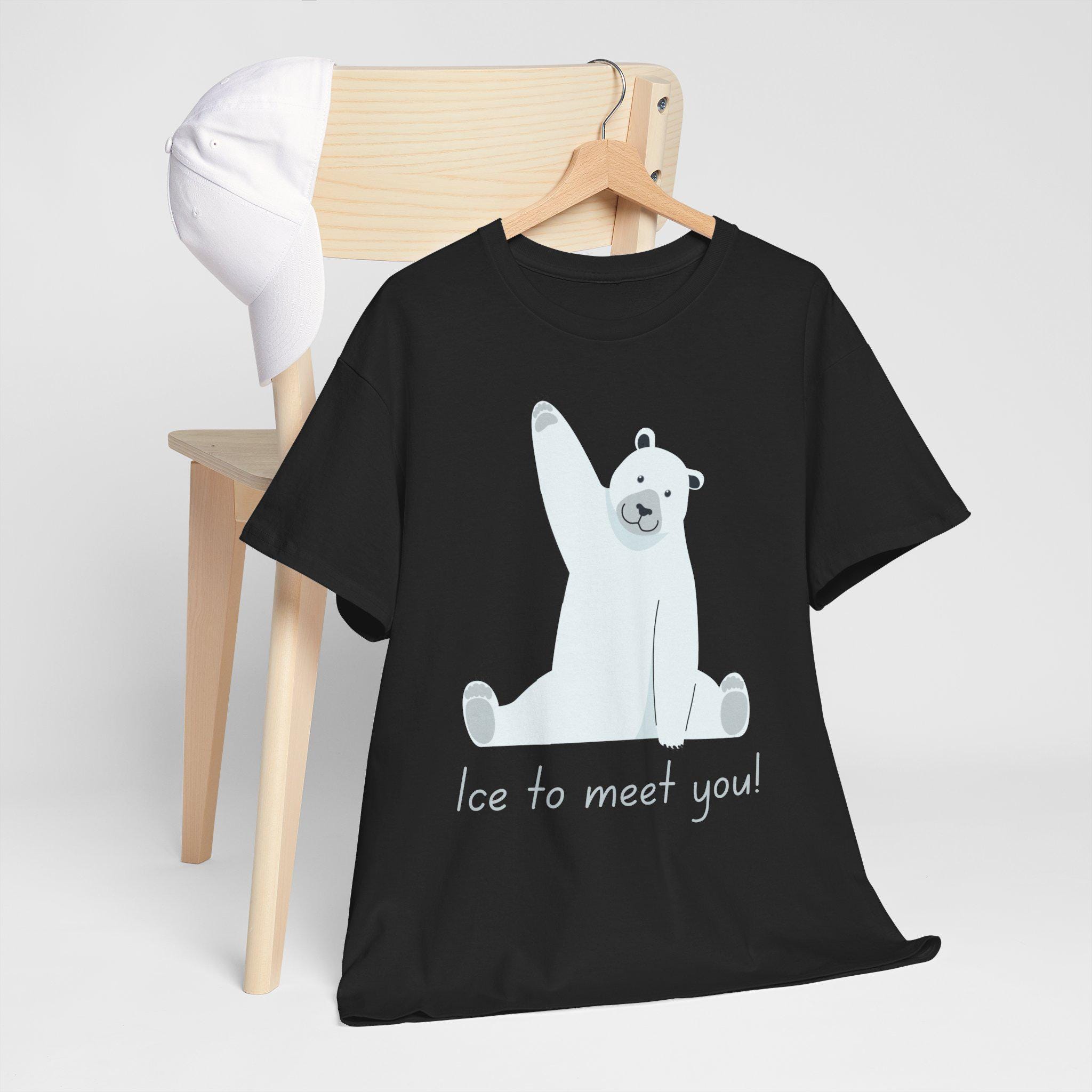 Funny Polar Bear Lover T-Shirt, Cute Polar Bear Tee, Animal Pun Top, T-Shirt "Ice to meet you!"