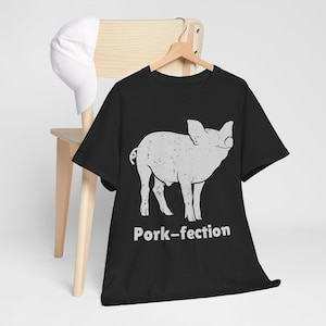Funny Piglet T-Shirt, Present for Mini Pig Owner, Animal Pun Tee, T-Shirt "Pork-fection"