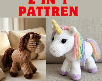 Amigurumi Horse & Unicorn Crochet Pattern | Easy Plush Toy (PDF Download)