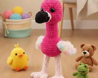 Pink Flamingo Crochet Pattern, Amigurumi Bird Toy (PDF Pattern)