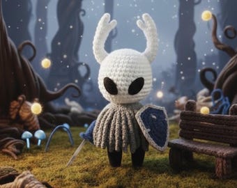 Hollow Knight Crochet Pattern | Amigurumi Knight Plush, Sword & Shield (PDF Download)