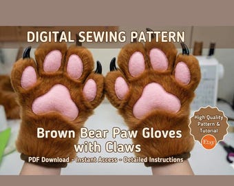 Fursuit Puffy Paw Pattern PDF, Furry Costume Gloves (Digital Download)