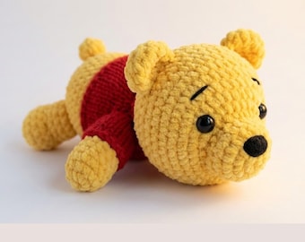 Winnie the Pooh Amigurumi Crochet Pattern, Lying Down Pooh Bear (PDF)