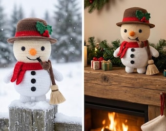 Crochet Snowman Pattern, Christmas Amigurumi, Winter Plush Toy (PDF Pattern)