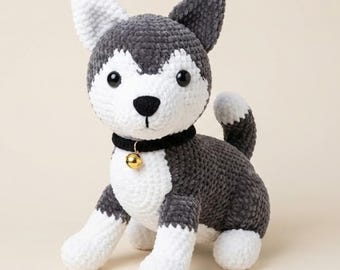 Husky Crochet Pattern PDF, Amigurumi Dog Crochet Pattern, Siberian Husky Plush, Easy Crochet Dog Pattern, Crochet Husky Amigurumi Pattern