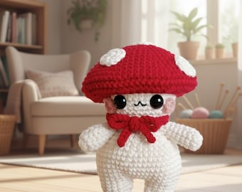 Mushroom Guy Crochet Pattern PDF, Easy Amigurumi Plush Toy (Digital Download)