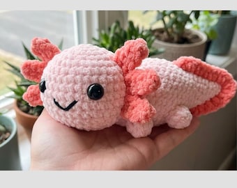 Axolotl Crochet Pattern PDF, Cute Amigurumi Pattern, Easy Beginner Crochet Toy Pattern, Kawaii Baby Axolotl Plush, Digital Download