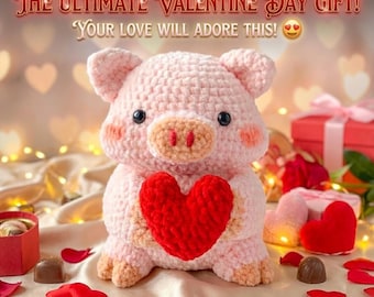 Crochet Pig Pattern | Valentine's Day Gift | Amigurumi Pig | Valentine Crochet | Valentine's Gift | Valentine Pig Plush Pattern | Love Gift