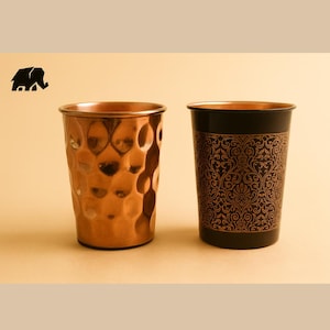 Premium Pure Copper Glasses – Hammered & Engraved Design