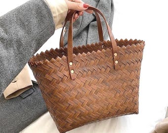 Straw Bag | Handmade Summer Tote | Beach Crossbody Bag | Boho Rattan Handbag