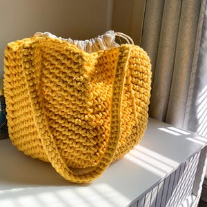 Summer Beach HandBag for women Handmade Crocheted Cotton Rope Vacation LargeWoven Shoulder Bag