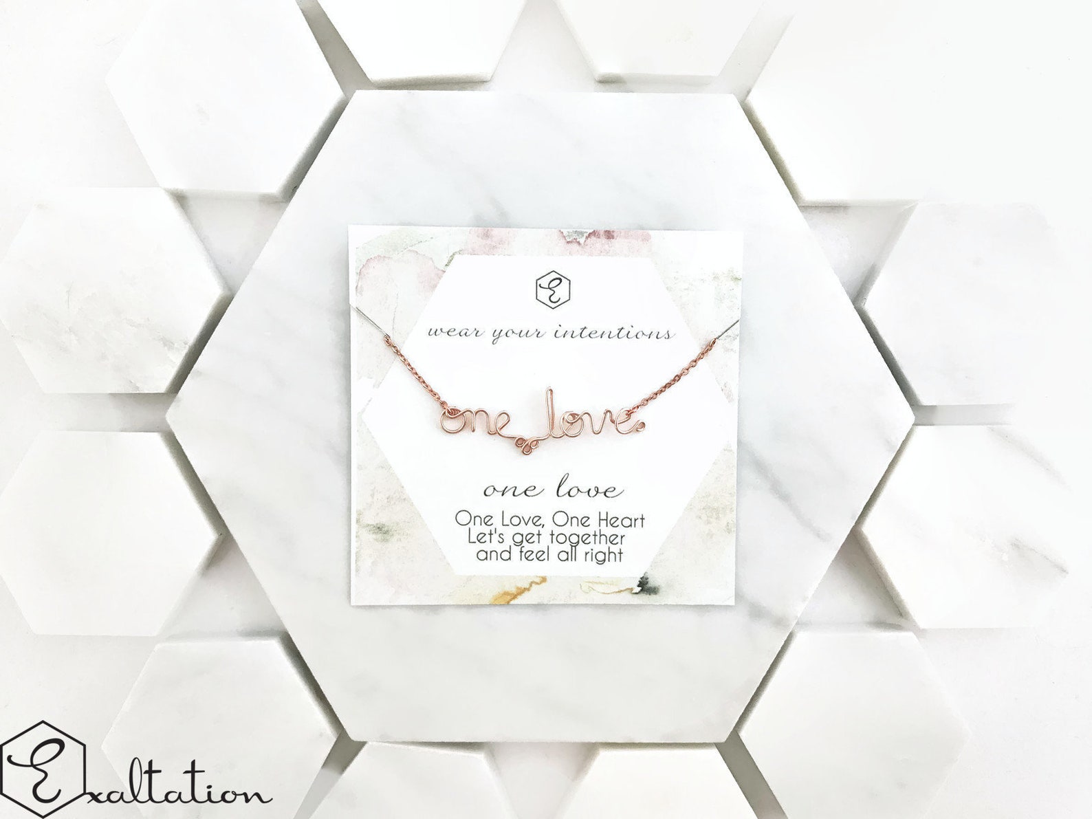 One Love Necklace Bob Marley Lyrics Jewelry Oneness Etsy