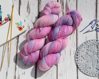 Hilo para calcetines teñido a mano de 4 cabos y alta torsión, 100 g, combinación de colores OOAK
