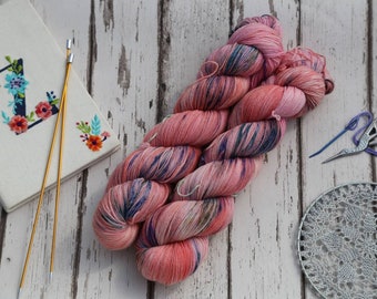 Hilo para calcetines teñido a mano de 4 cabos, 100 g, combinación de colores OOAK