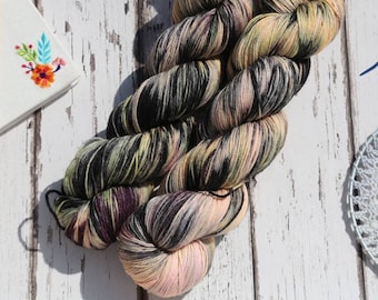 Hilo para calcetines teñido a mano de 4 cabos, 100 g, combinación de colores OOAK