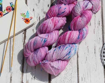 Hilo para calcetines teñido a mano de 4 capas, 50 g/100 g, combinación de colores OOAK