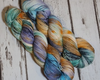 Hilo para calcetines teñido a mano de 4 capas, 50 g/100 g, combinación de colores de pintura Harvest Moon