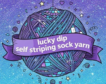 Hilo para calcetines con rayas teñido a mano, 100 g, Lucky Dip