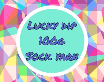 Hilo para calcetines jaspeado teñido a mano, 100 g, Lucky Dip