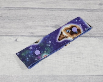 Soporte para agujas de tejer con estampado de gato galáctico
