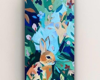 Little Bunny: Original 12x24 Painting