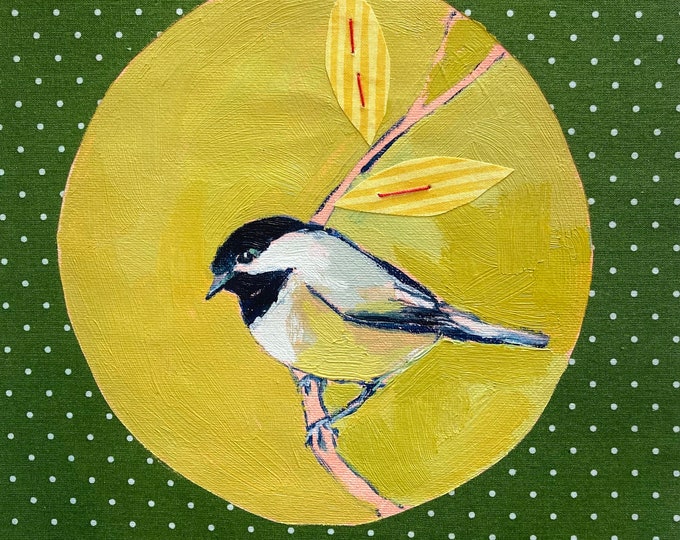Featured listing image: Learn Something New: Mixed Media Black Capped Chickadee