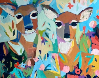 All Things New, vertical deer painting.