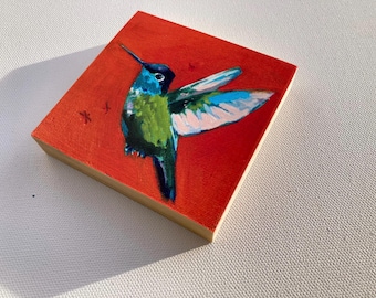 Hummingbird: Woodblock Print