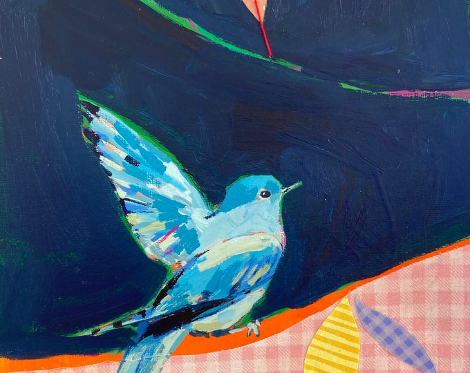 Featured listing image: Gentle: Mixed Media Bluebird