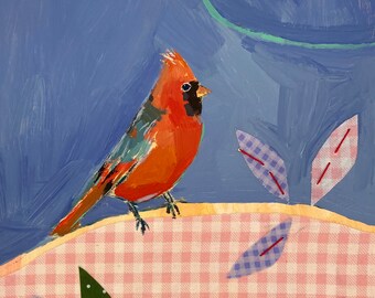 Tell Me a Story: Mixed Media Cardinal