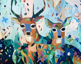 Steadfast, horizontal animal abstract painting.