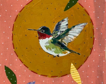 Special Visitor: Mixed Media Hummingbird