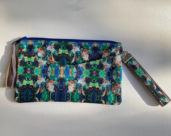 Fox Wristlet, Purse with Custom Printed Fabric
