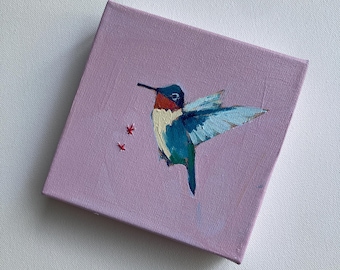 Hummingbird: Small Pink Painting