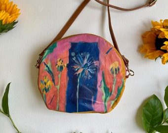 Wonder in Little Things, Purse with Original Painting of Dandelion