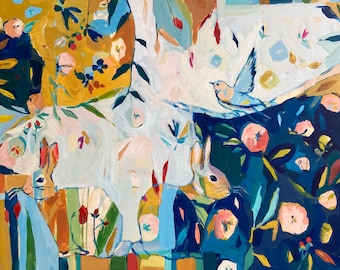 Ordinary Wonders, Large Abstract Bunny Painting