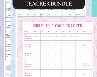 Nurse Self Care Tracker, Wellness Planner (PDF)