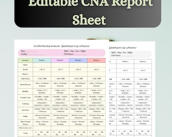 Cna Pull Rotation List.pdf CNA Shift Report Sheet Printable, Certified Nursing Assistant Report ...