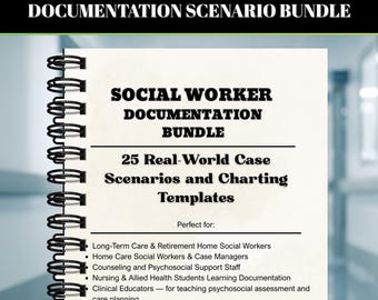 Social Worker printable Documentation Template Bundle for ltc & Home Care Charting, instant downloadable sw case study structured templates