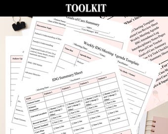 IDG Charting Toolkit for Hospice,  Printable Interdisciplinary Forms for Nurses, Printable PDF Toolkit for Nurses & Case Managers, Hospice