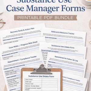 Substance Use Case Manager Forms Bundle, Printable PDF (Word Document)