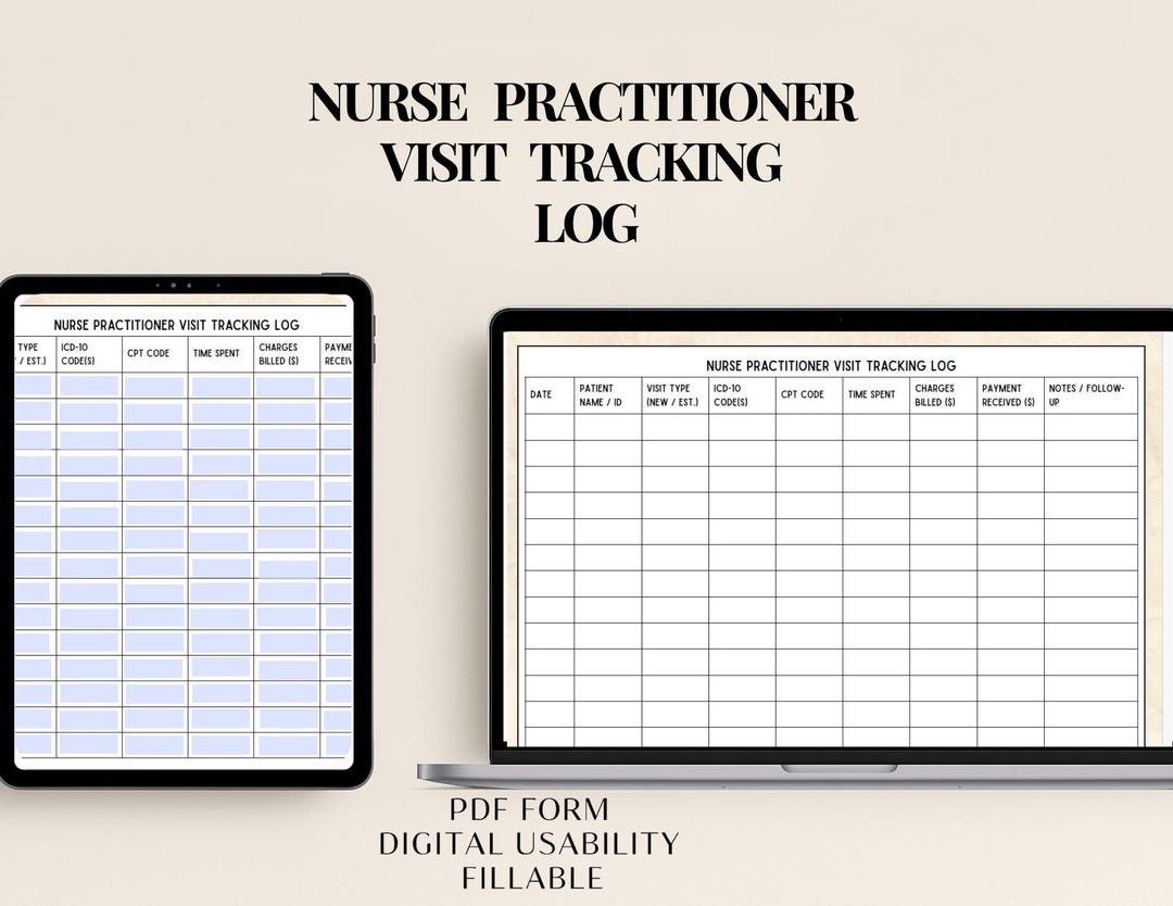 Fillable Nurse Practitioner Visit Tracking Log, Fillable PDF Form ...