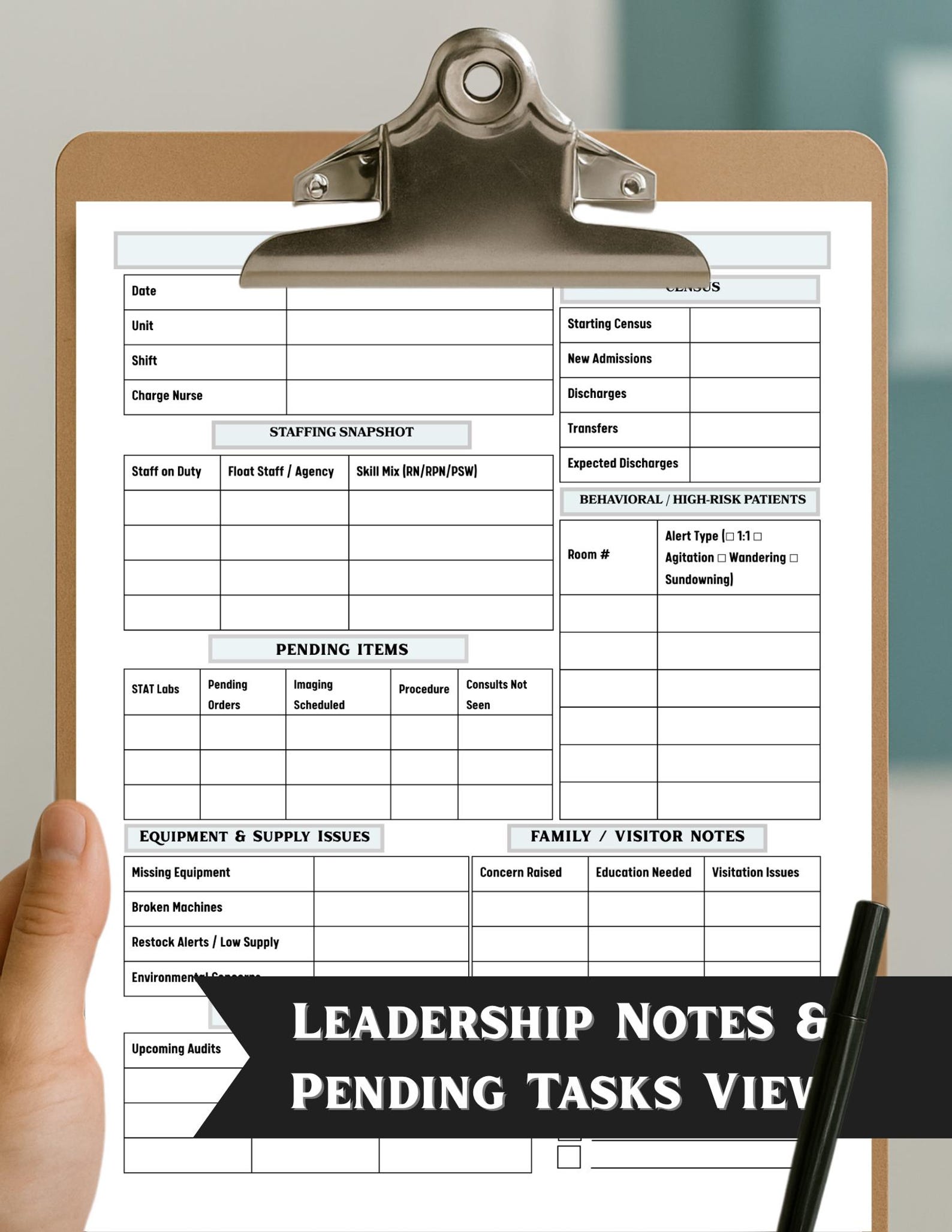 Charge Nurse Report Sheet Bundle, Printable Handoff Report and ...
