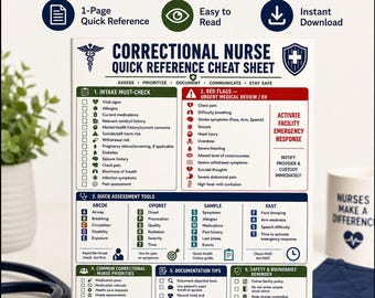 Correctional Nurse Cheat Sheet, prison nurse documentation pdf, Inmate nurse doucmentation quick reference tips, Jail & Prison Nurse Form